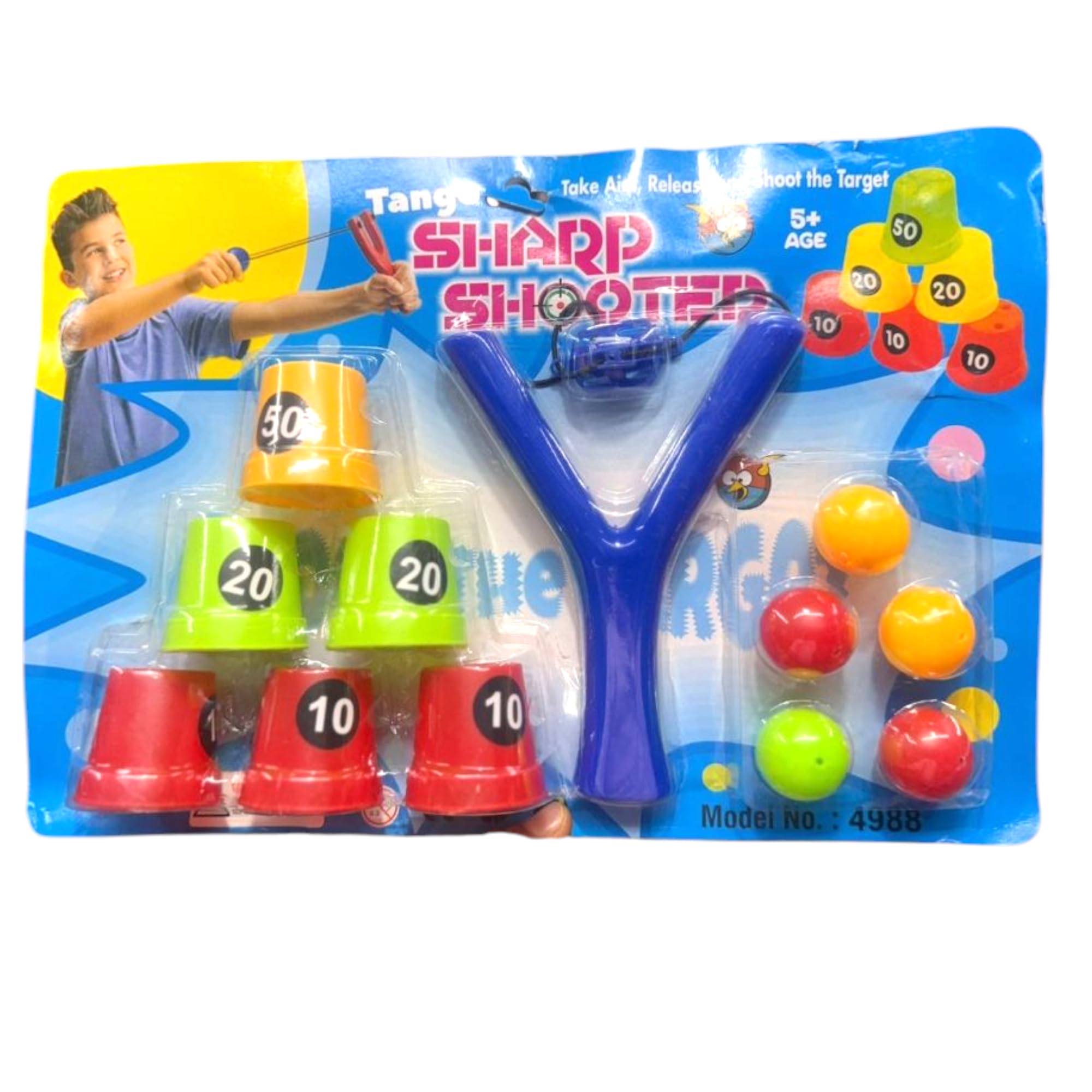 Sharp Shooter Slingshot Game Set with 6 Cups and 6 Balls, Indoor